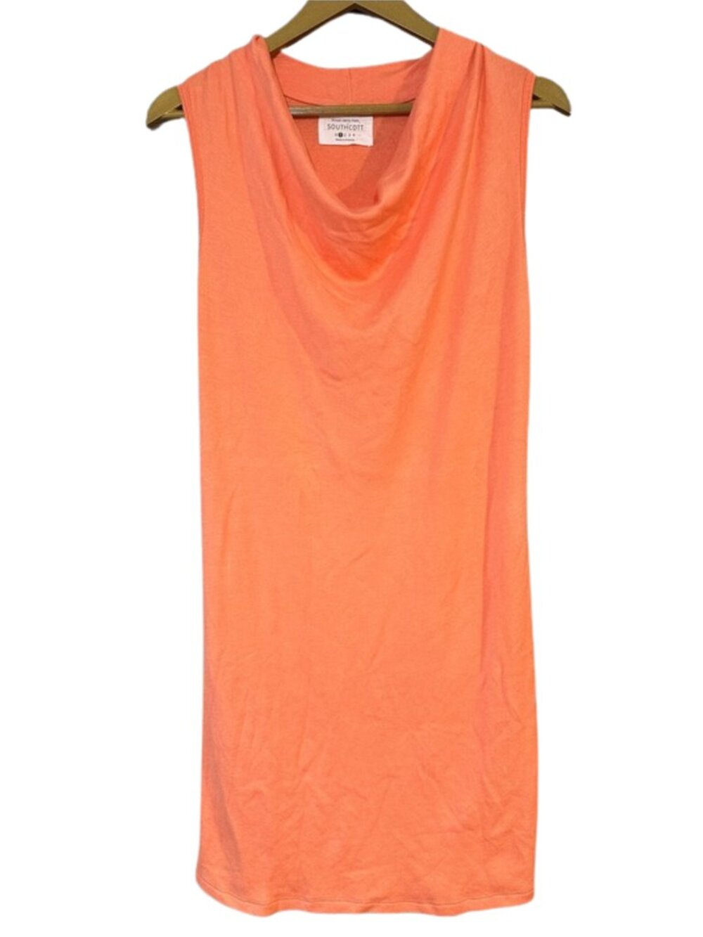 Southcott Coral Sleeveless Cowl Neck Dress Size Medium Soft Stretch Shift Dress